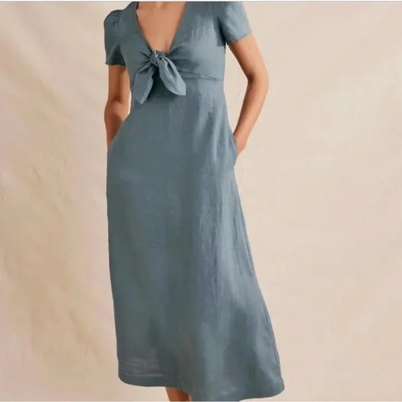 Boden | Dresses | Boden Tiefront Linen Midi Dress Size 6 | Poshmark